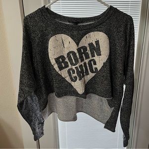 Cropped Lightweight Crewneck with High/Low Front and Back